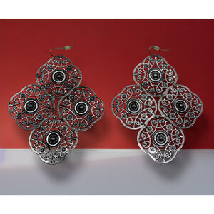 Vintage Y2K Silver Tone Filigree Oversized 3" Pierced Dangle Earrings Bohemian